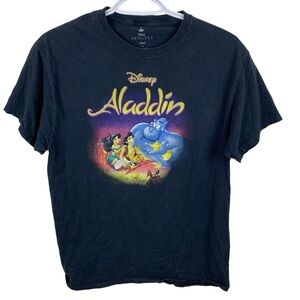 Disney Princess Aladdin Women's sz L Black Graphic Tee T-Shirt Jasmine Genie